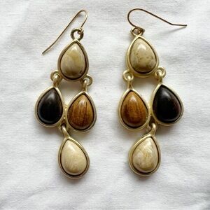 Gold Tone Neutral Chandelier Earrings | Boho Drop Earrings